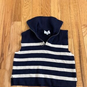 Pink Rose Navy Sleeveless Knit Top